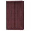 Pemberly Row Modern Modern Wood Double Sliding Door Wardrobe in Mahogany