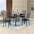 Pemberly Row Contemporary Set of 4 Stackable Metal Dining Chairs in Black