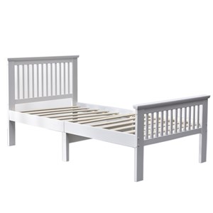Pemberly Row Modern Solid Wood Platform Pine Twin Bed in White