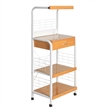 Pemberly Row Modern Metal Frame Microwave Stand with Storage in White