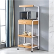 Pemberly Row Modern Metal Frame Microwave Stand with Storage in White