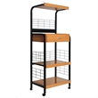 Pemberly Row Modern Metal Frame Microwave Stand with Storage in Black