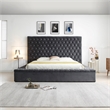 Pemberley Row Velvet Gray Platform King Bed Rectangular Button Tufted 96.75
