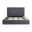 Pemberley Row Velvet Gray Platform King Bed Rectangular Button Tufted 96.75