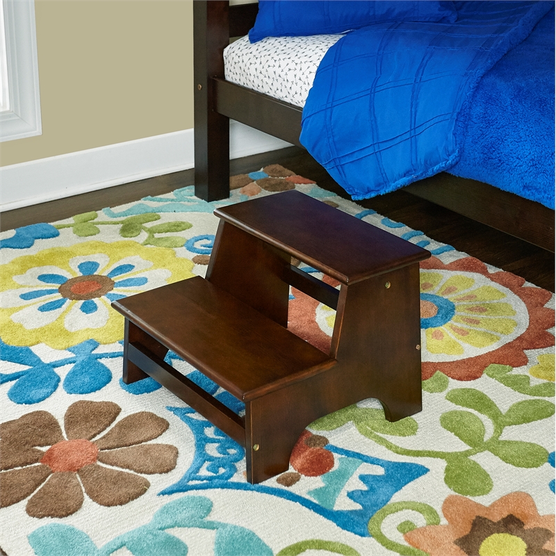 Pemberly Row Modern Wood Bed Step in Espresso