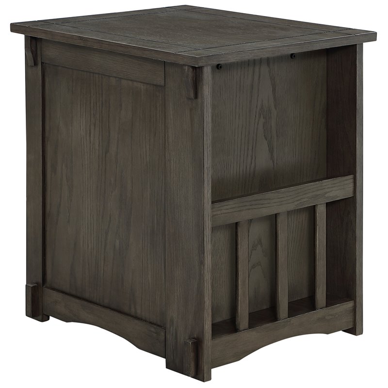 Pemberly Row Transitional Wood Side Table in Gray
