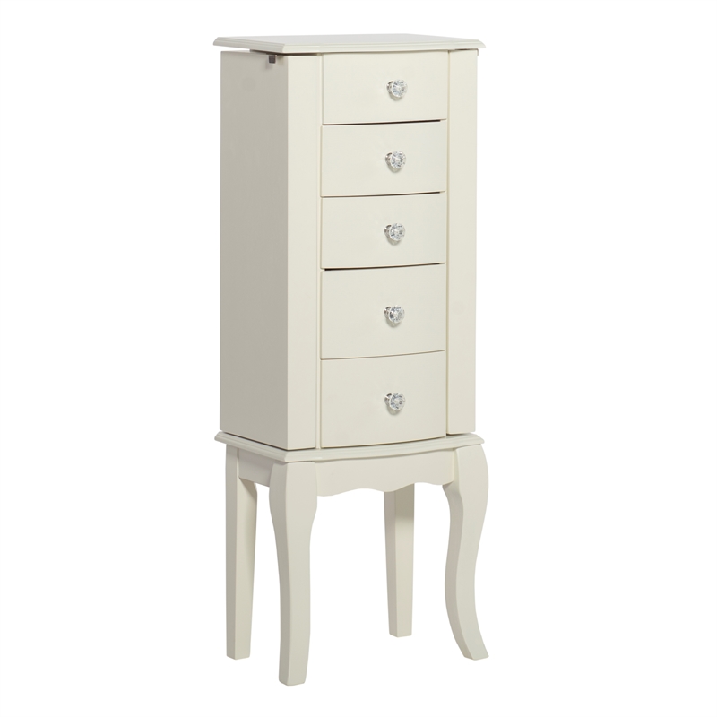 Pemberley Row Solid Wood White Jewelry Armoire Rectangular 13