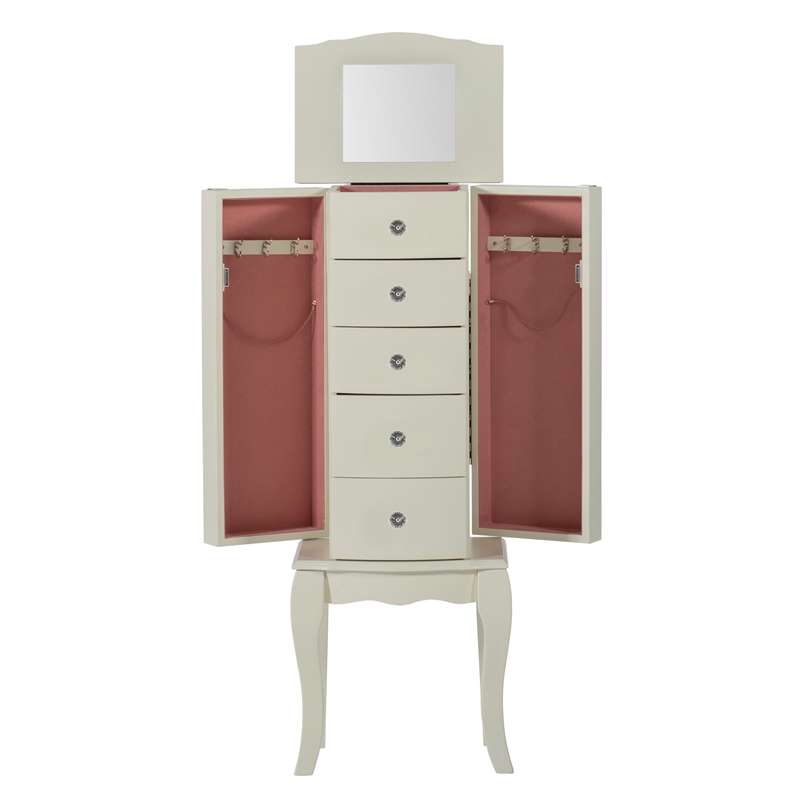 Pemberley Row Solid Wood White Jewelry Armoire Rectangular 13