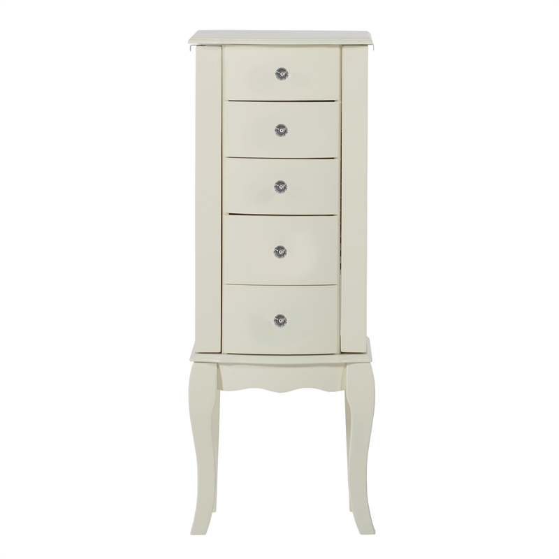 Pemberley Row Solid Wood White Jewelry Armoire Rectangular 13