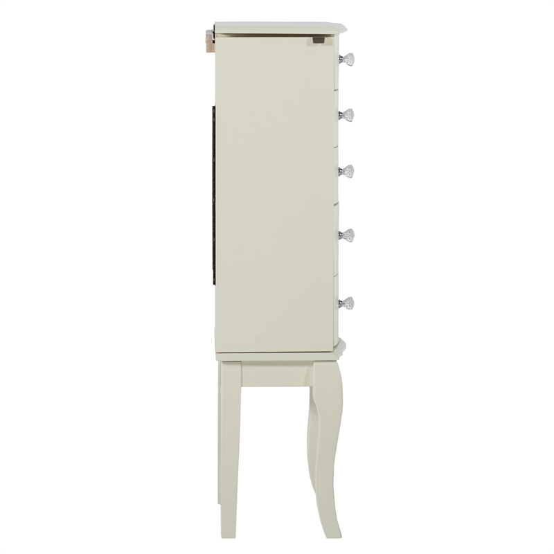 Pemberley Row Solid Wood White Jewelry Armoire Rectangular 13