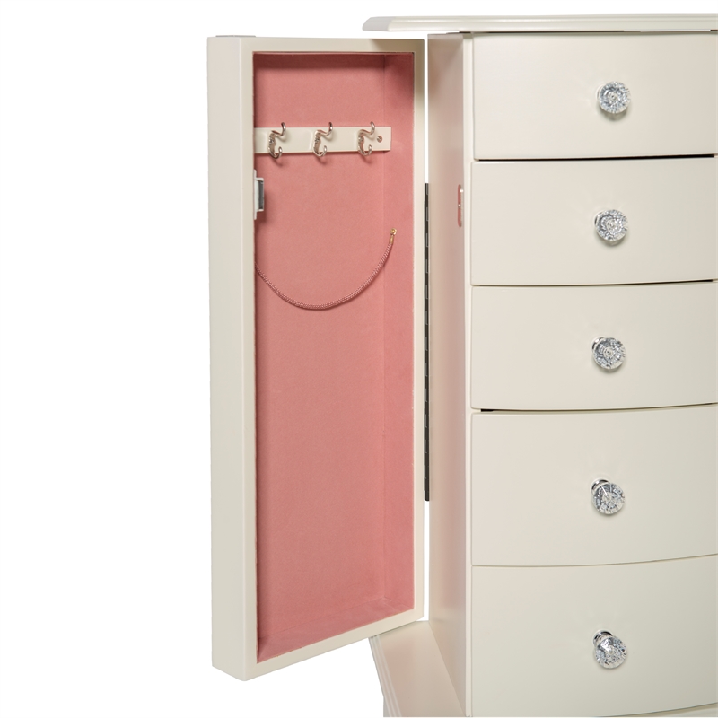 Pemberley Row Solid Wood White Jewelry Armoire Rectangular 13