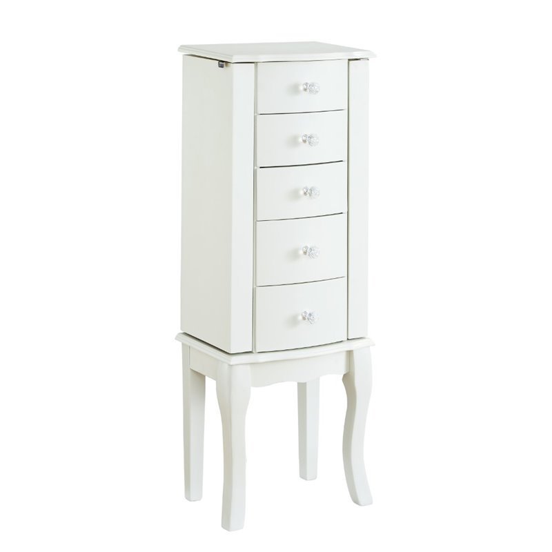 Pemberley Row Solid Wood White Jewelry Armoire Rectangular 13