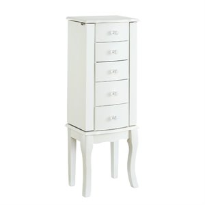 Pemberley Row Solid Wood White Jewelry Armoire Rectangular 13&quotx9.5&quotx35.5&quot Unassembled