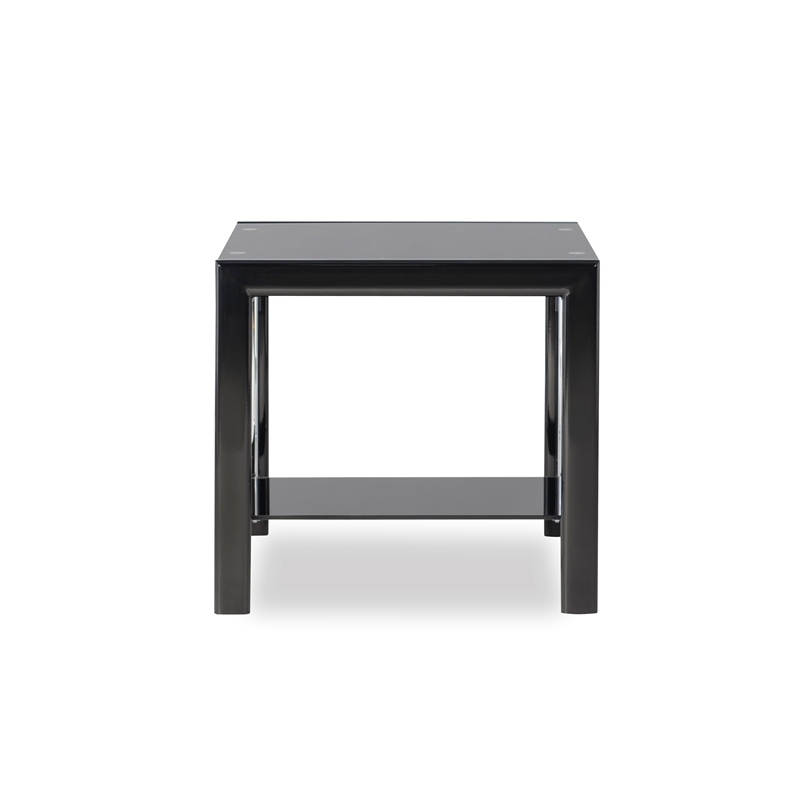 Pemberly Row Contemporary Metal End Table in Black/Chrome (Set of 2)