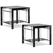 Pemberly Row Contemporary Metal End Table in Black/Chrome (Set of 2)
