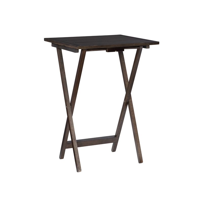 Pemberly Row Transitional Five Piece Wood Tray Table Set in Gray