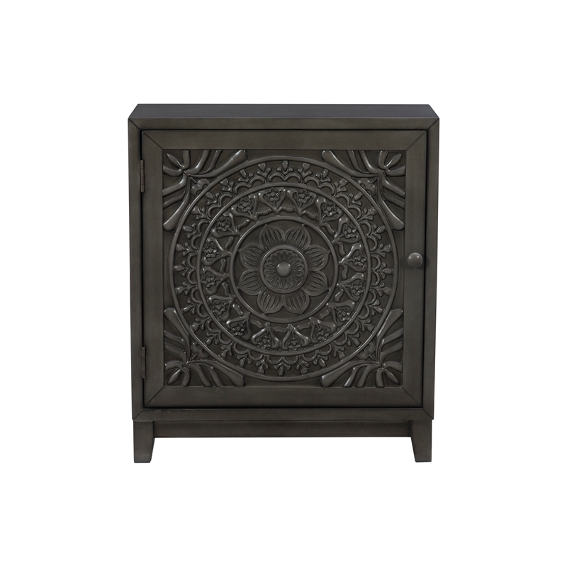 Pemberly Row Transitional Veneer Wood Accent Cabinet in Dark Gray