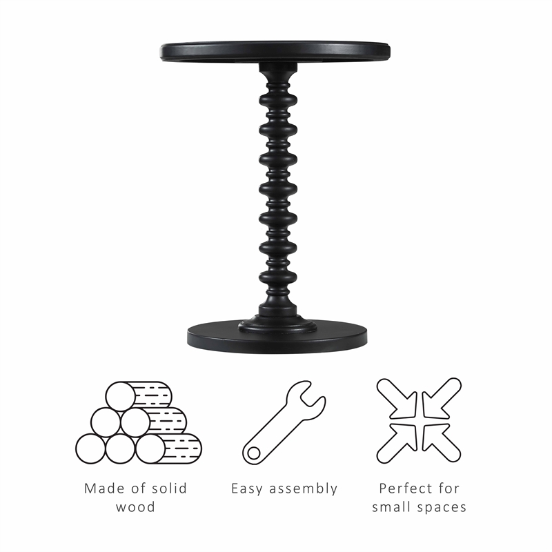 Pemberley Row Wood Black Accent Table Round Durable 17