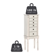 Pemberly Row Transitional Wood Jewelry Armoire in Off White