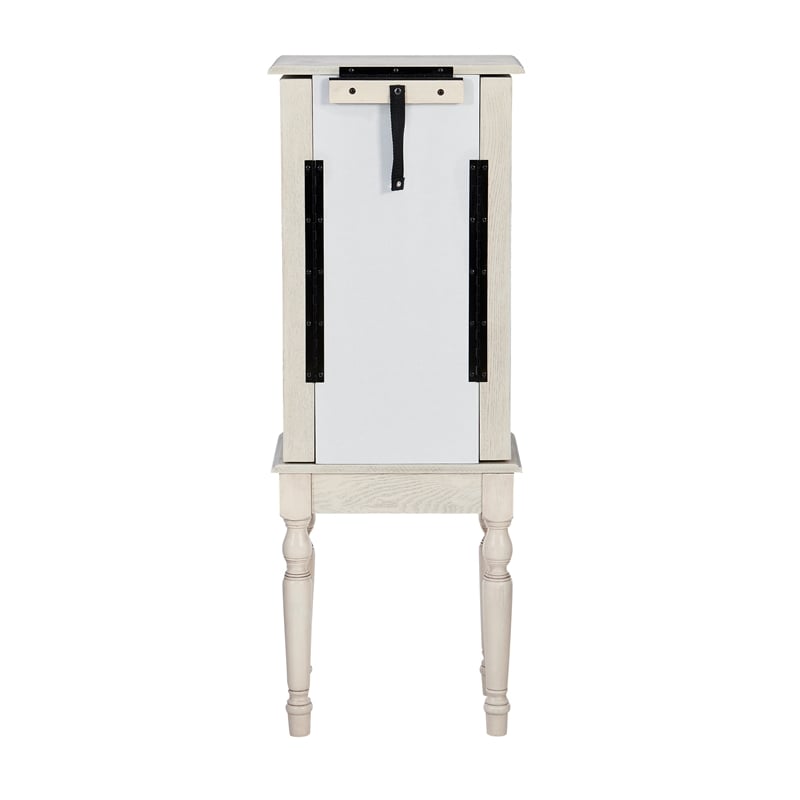 Pemberly Row Transitional Wood Jewelry Armoire in Off White
