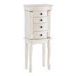 Pemberly Row 4 Drawers Transitional Wood Jewellery Armoire in Cream