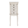 Pemberly Row 4 Drawers Transitional Wood Jewellery Armoire in Cream