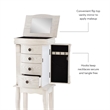 Pemberly Row 4 Drawers Transitional Wood Jewellery Armoire in Cream