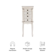Pemberly Row 4 Drawers Transitional Wood Jewellery Armoire in Cream