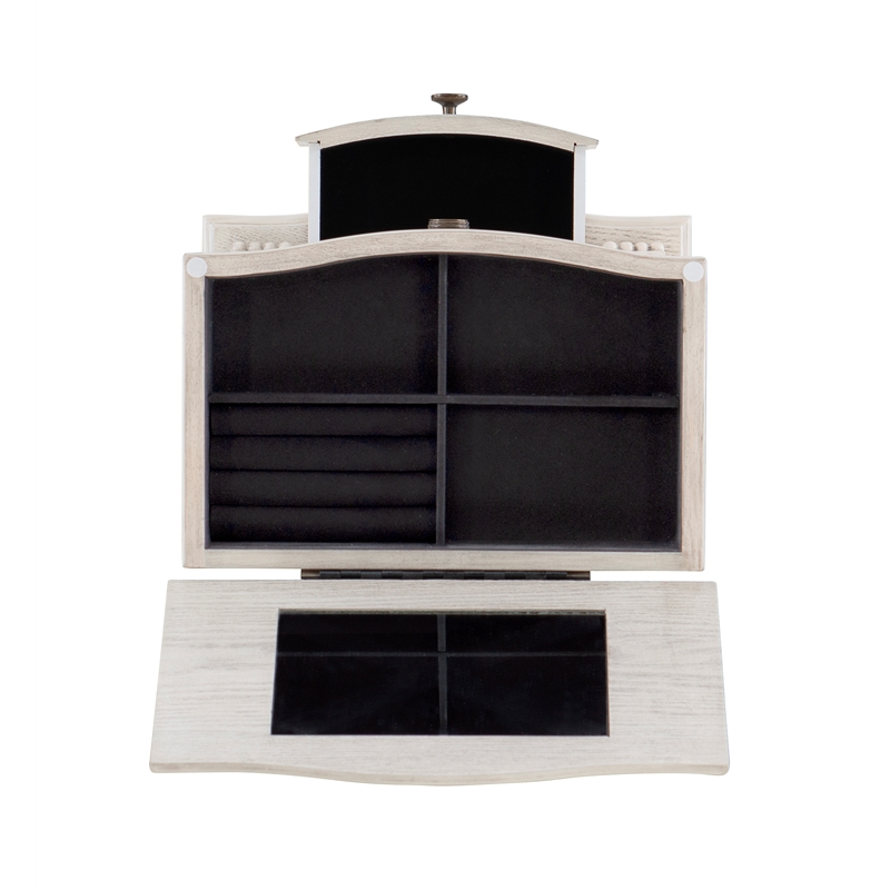 Pemberly Row 4 Drawers Transitional Wood Jewellery Armoire in Cream