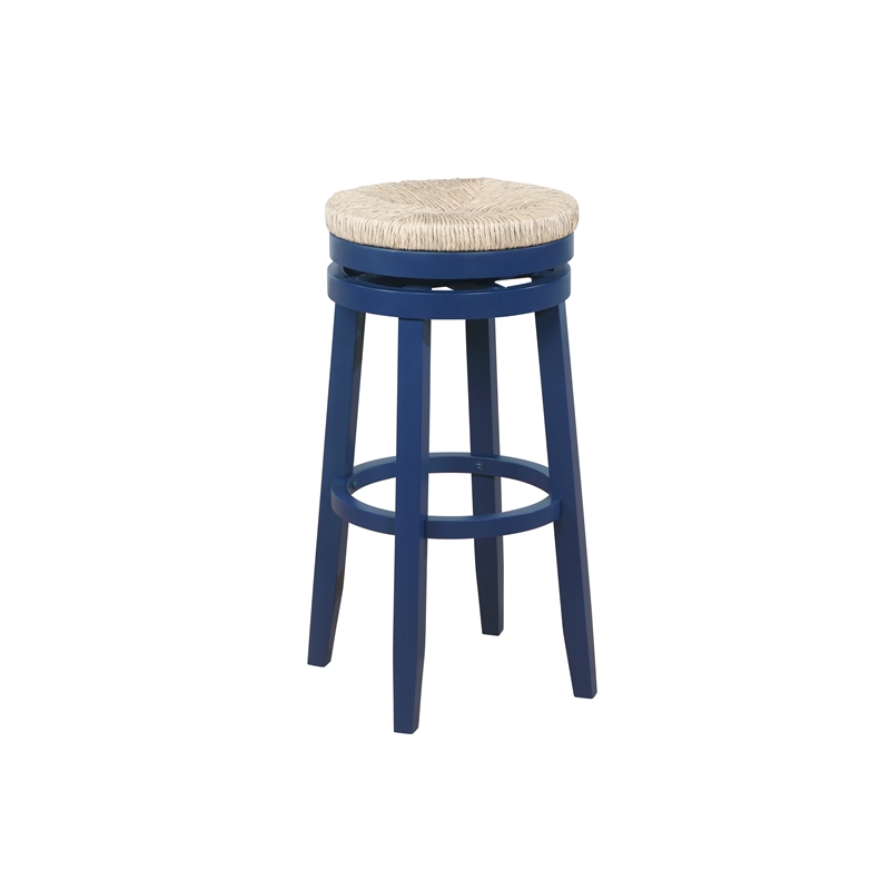 Pemberley Row Rubberwood Navy Blue Barstool Circular Swivel 31.5