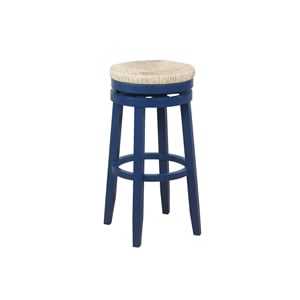 Pemberley Row Rubberwood Navy Blue Barstool Circular Swivel 31.5&quot Easy Assembly