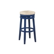 Pemberley Row Rubberwood Navy Blue Barstool Circular Swivel 31.5
