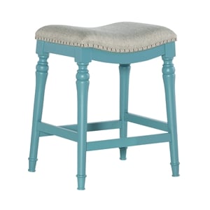 Pemberly Row Coastal Big and Tall 27&quot Wood Counter Stool in Blue