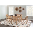 Pemberly Row Modern Seven Piece Wood Dining Set in Natural Brown