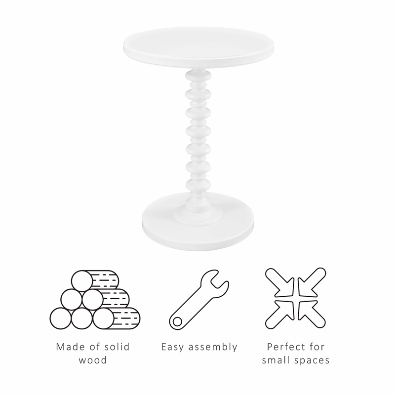 Pemberley Row Wood White Accent Table Round Durable 17