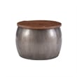Pemberley Row Hammered Metal Pewter Drum Table Round Storage 27.5