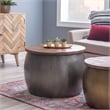 Pemberley Row Hammered Metal Pewter Drum Table Round Storage 27.5