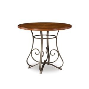 Pemberly Row Traditional 42&quot Wood and Metal Dining Table in Cherry