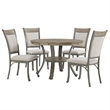 Pemberly Row Transitional 5 Piece Wood and Metal Dining Set in Pewter
