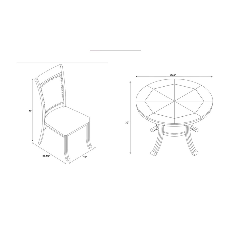 Pemberly Row Transitional 5 Piece Wood and Metal Dining Set in Pewter