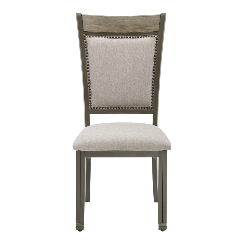 Pemberly Row Transitional 5 Piece Wood and Metal Dining Set in Pewter