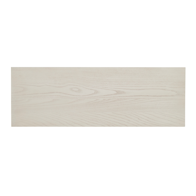 Pemberly Row Farmhouse Wood Dining Bench in Smokey White and Dark Gray