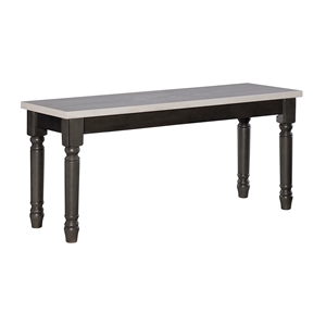 Pemberly Row Farmhouse Wood Dining Bench in Smokey White and Dark Gray