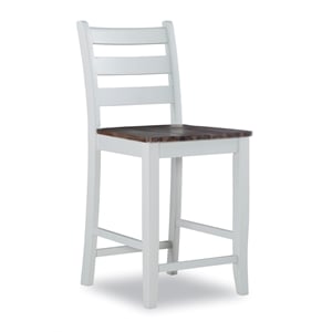 Pemberly Row Contemporary Solid Wood Set of Two Counter Stools in Brown