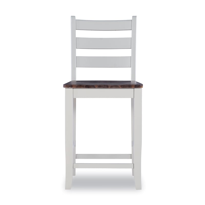 Pemberly Row Contemporary Solid Wood Set of Two Counter Stools in Brown