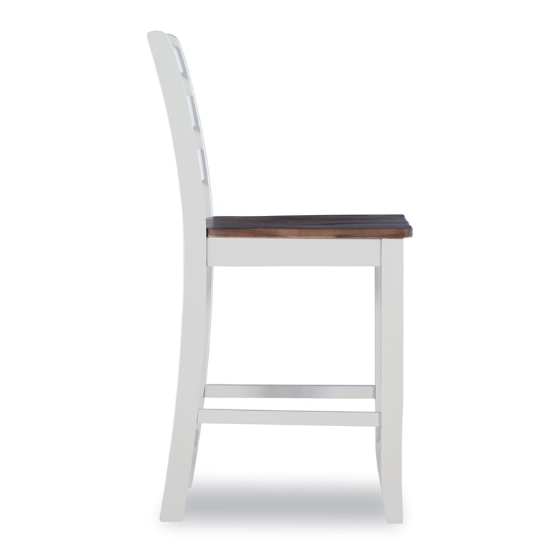 Pemberly Row Contemporary Solid Wood Set of Two Counter Stools in Brown