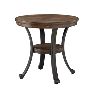 Pemberly Row Traditional Wood and Metal End Table in Rustic Umber Brown