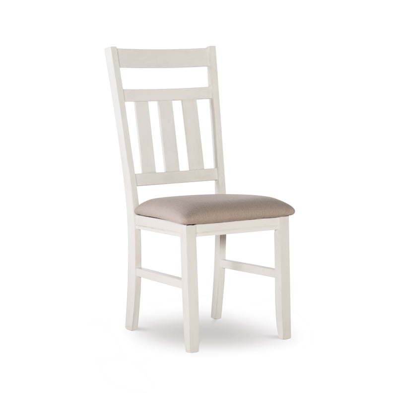 Pemberly Row 5-Piece X-Frame Wood Dining Set with Padded Seats in Smokey White