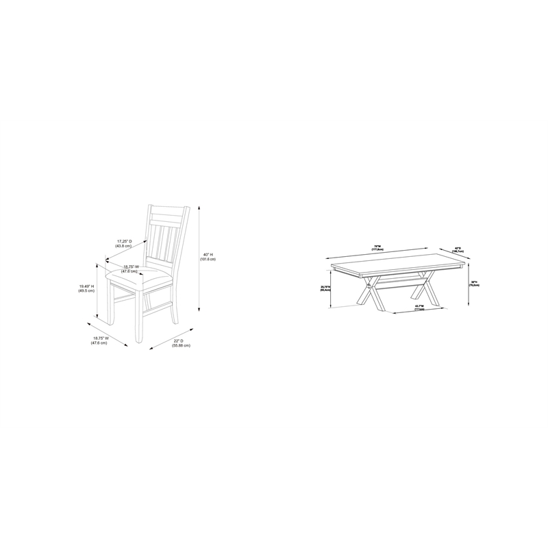 Pemberly Row 5-Piece X-Frame Wood Dining Set with Padded Seats in Smokey White