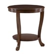 Pemberly Row Round Transitional Wood Side Table with Shelf in Hazelnut Brown